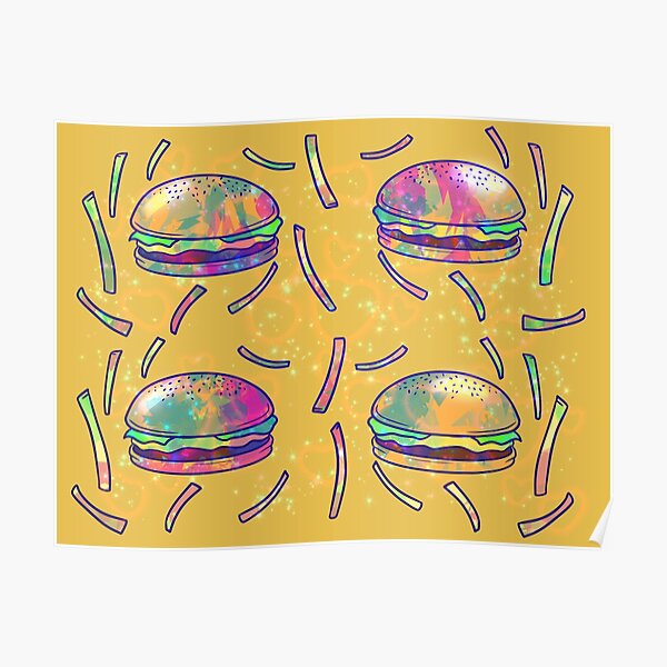 Rainbow Cheeseburger Pattern Poster