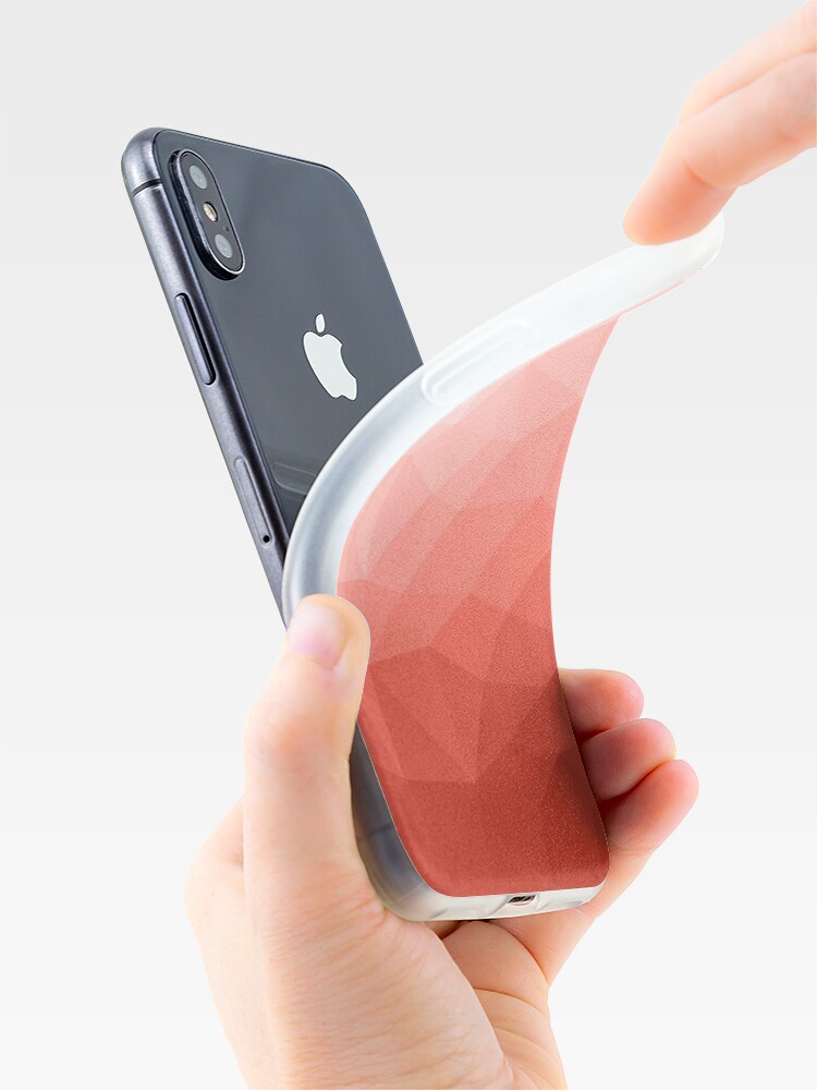 Alternate view of Living coral geometric mesh ombre pattern iPhone Case