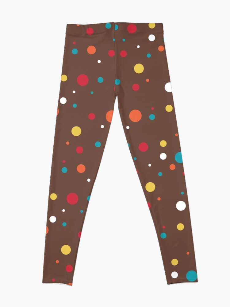Alternate view of rainbow confetti on chocolate Leggings