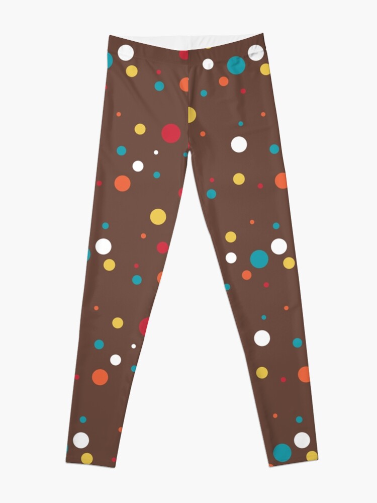 Alternate view of rainbow confetti on chocolate Leggings