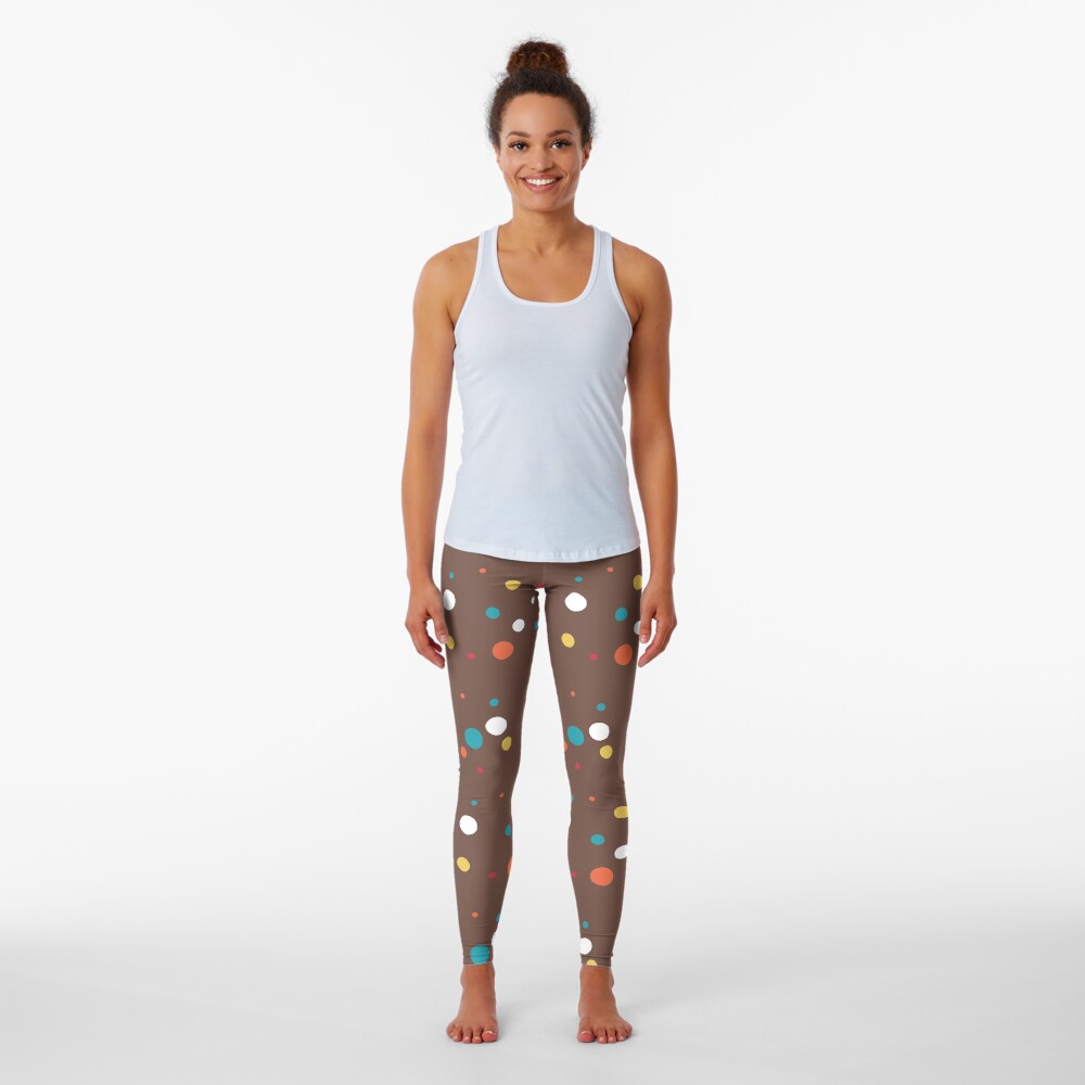 rainbow confetti on chocolate Leggings