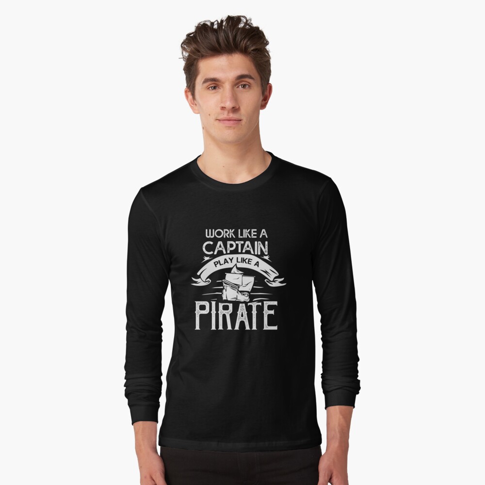 Work Like a Captain Play Like a Pirate Kids T-Shirt by Jacob