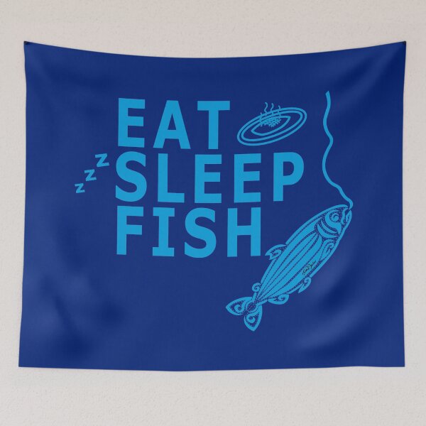 Item preview, Eat Sleep Fish (Cyan) designed and sold by Ian2Danim.