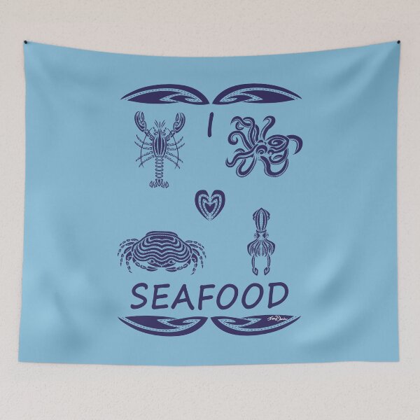 Item preview, I Love Seafood (Blue) designed and sold by Ian2Danim.