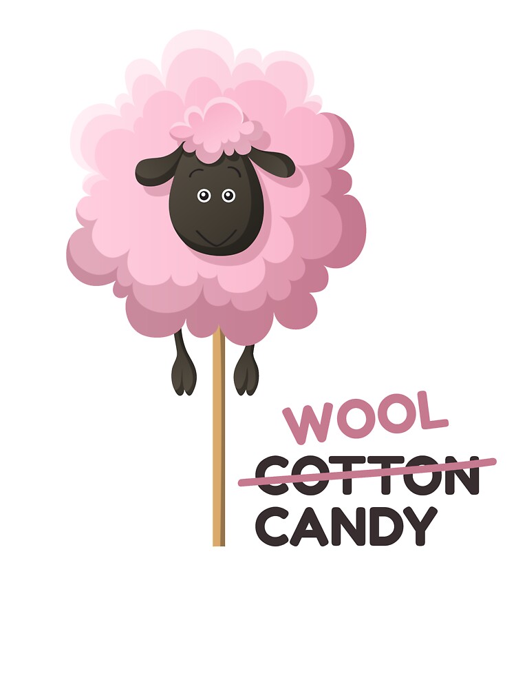 Cotton candy sugar with cartoon sheep 