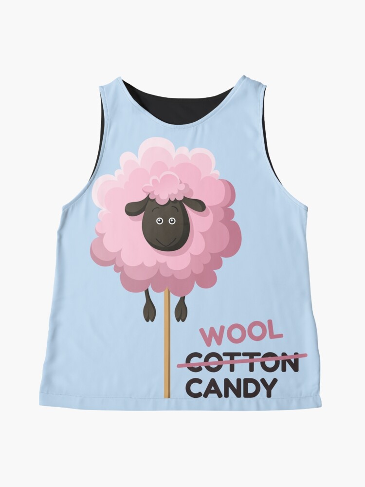 Alternate view of Cotton candy sugar with cartoon sheep  Sleeveless Top