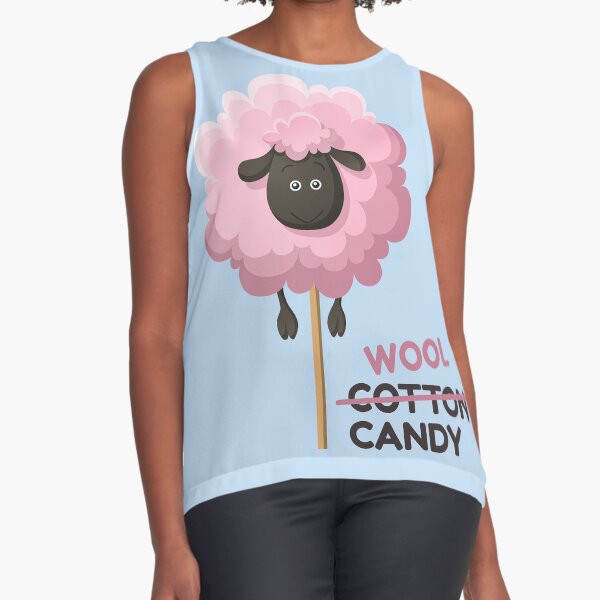 Cotton candy sugar with cartoon sheep Sleeveless Top