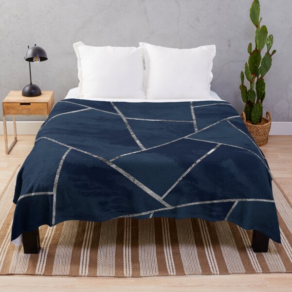 Item preview, Midnight Navy Blue Ink Silver Geometric Glam #1 #geo #decor #art  designed and sold by Anita's & Bella's Art.