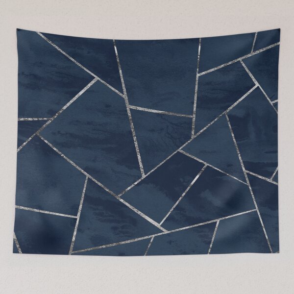 Item preview, Midnight Navy Blue Ink Silver Geometric Glam #1 #geo #decor #art  designed and sold by Anita's & Bella's Art.