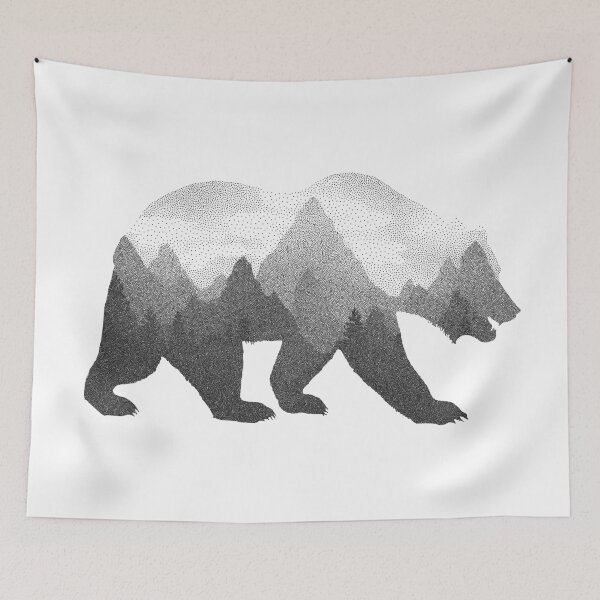 Item preview, Dramabite Double Exposure Wild Bear Stipple Art designed and sold by dramabite.