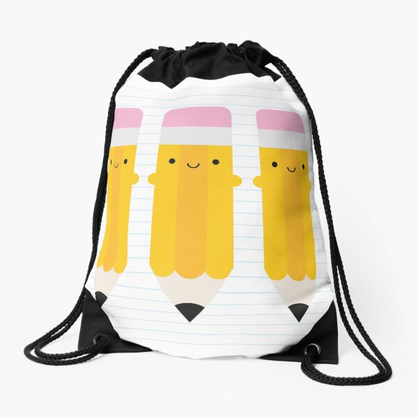 Happy Kawaii Pencils Drawstring Bag