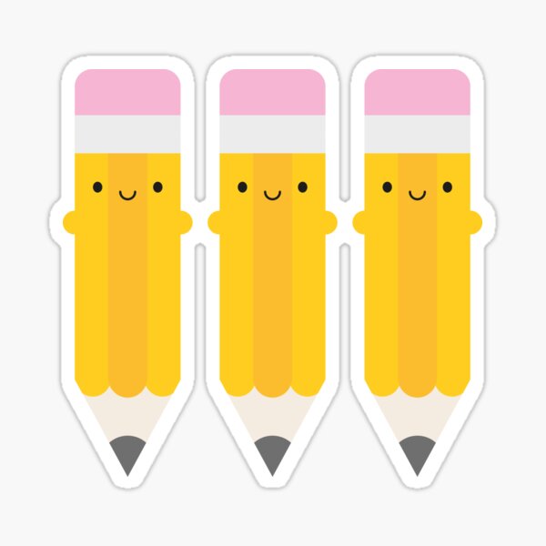 Happy Kawaii Pencils Sticker