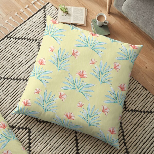 Hibiscus Watercolor Floor Pillow