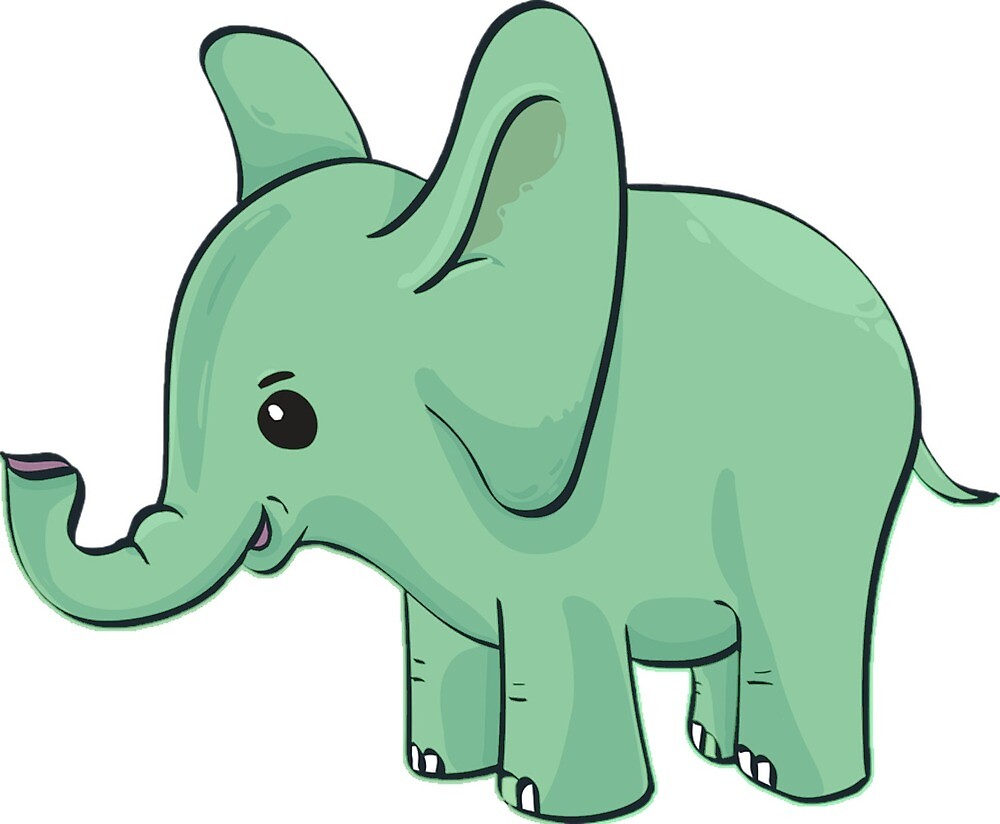 Cute cartoon green elephant