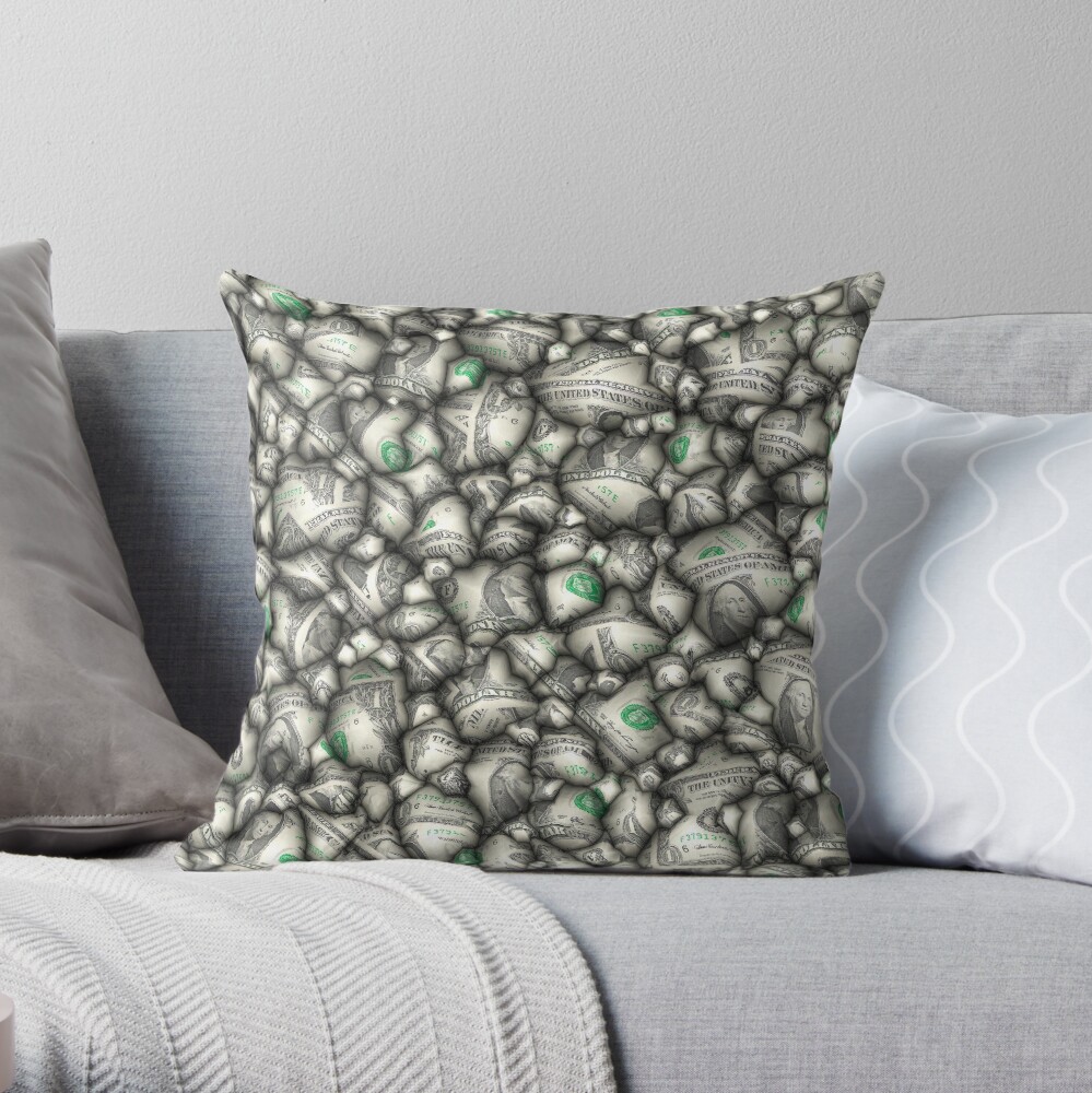 Abstract 3D Dollars Throw Pillow