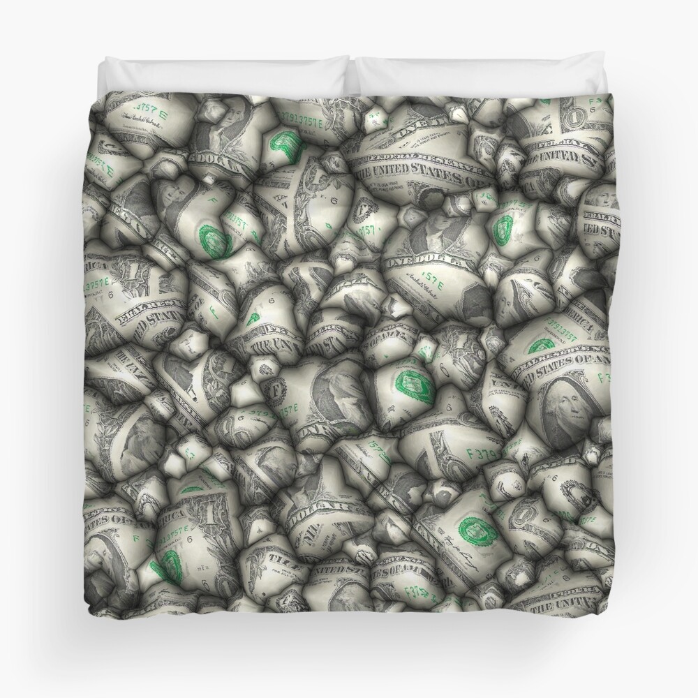 Abstract 3D Dollars Duvet Cover