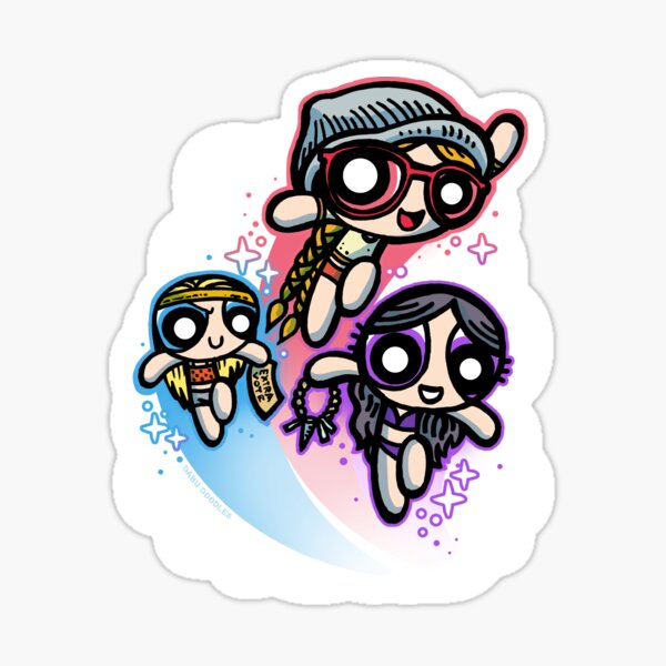 "PowerBuff" Girls - Survivor Edge of Extinction Parody Comic Sticker