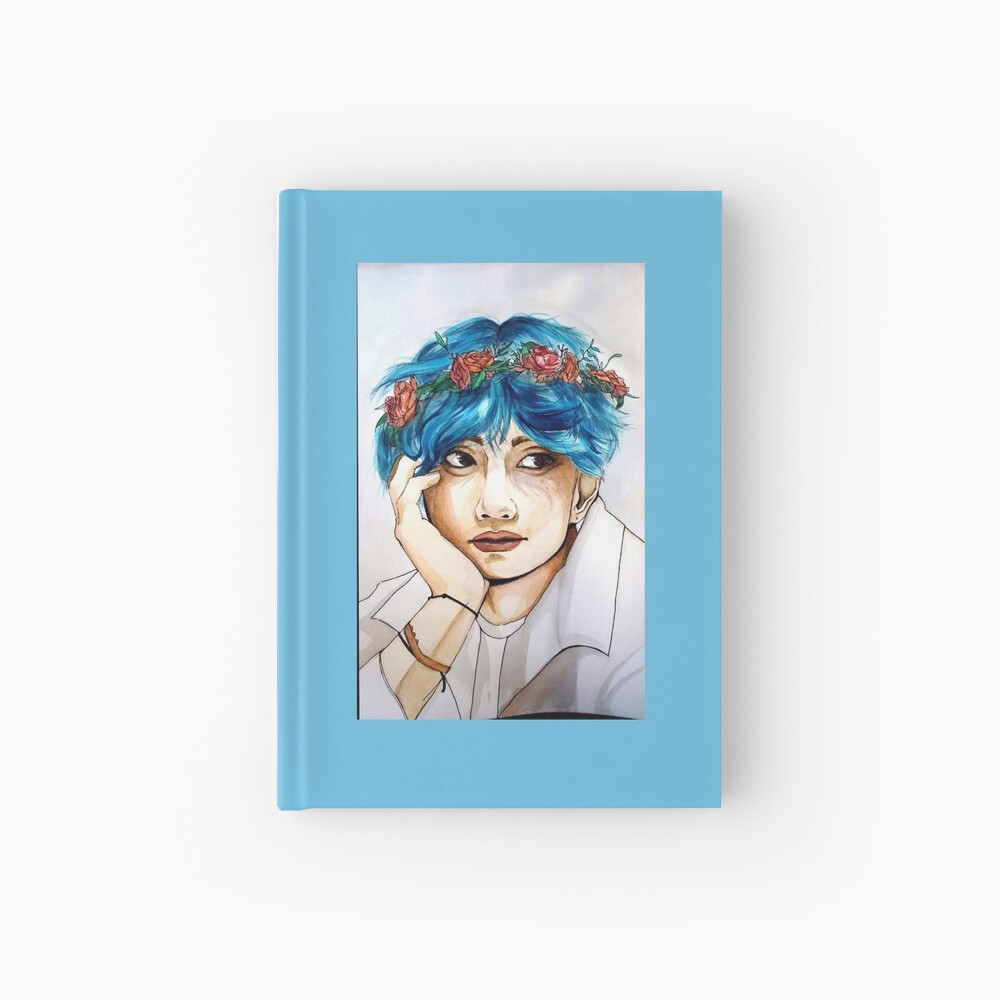 Kim Taehyung With Flower Crown And Blue Hair Sticker By Jenniko Redbubble