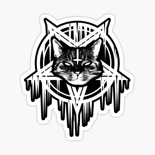 Gato satánico de metal negro CATAN 666 Pegatina