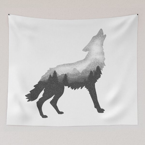 Item preview, Dramabite Double Exposure Wild Wolf Stipple Art designed and sold by dramabite.