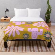 Nursery cactus decor Throw Blanket