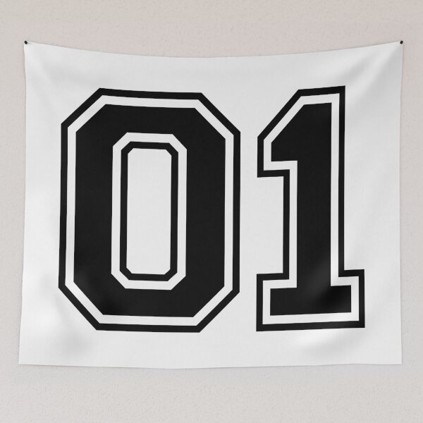 Item preview, 01 Uniform numbers in black with a black outside contour line number designed and sold by Magdalena Teterdynko.
