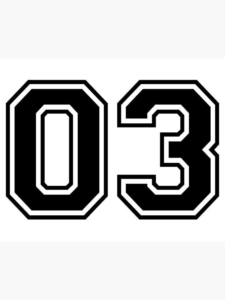 Lámina fotográfica «03 números uniformes en negro con un número de