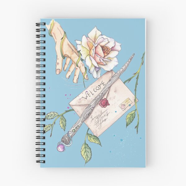 Item preview, A poster with a letter, magic wand, a rose and a hand.Watercolor with contour (blue option) designed and sold by SASHA-MATBON.