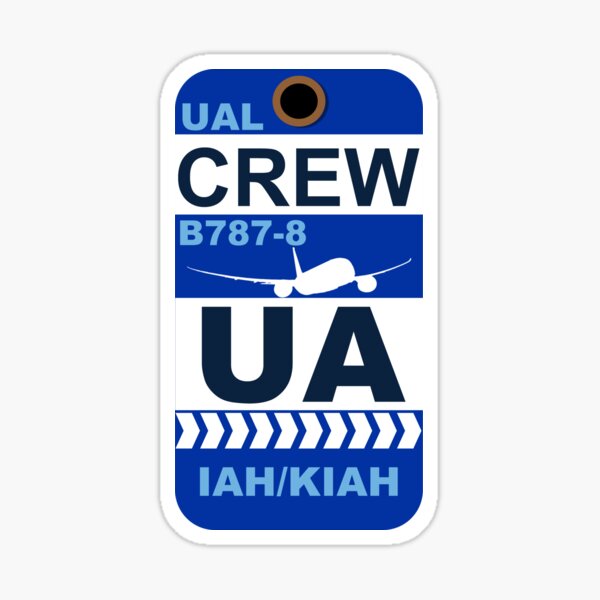 UA Boeing 787-8 Crew Houston George Bush Intercontinental IAH Sticker