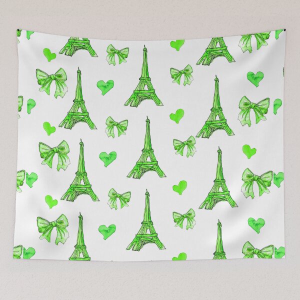 Item preview, Girly Eiffel Tower Pattern in Watercolours Green designed and sold by ArtInPi.