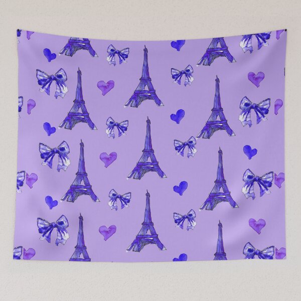 Item preview, Girly Eiffel Tower Pattern in Watercolours Violet Background designed and sold by ArtInPi.
