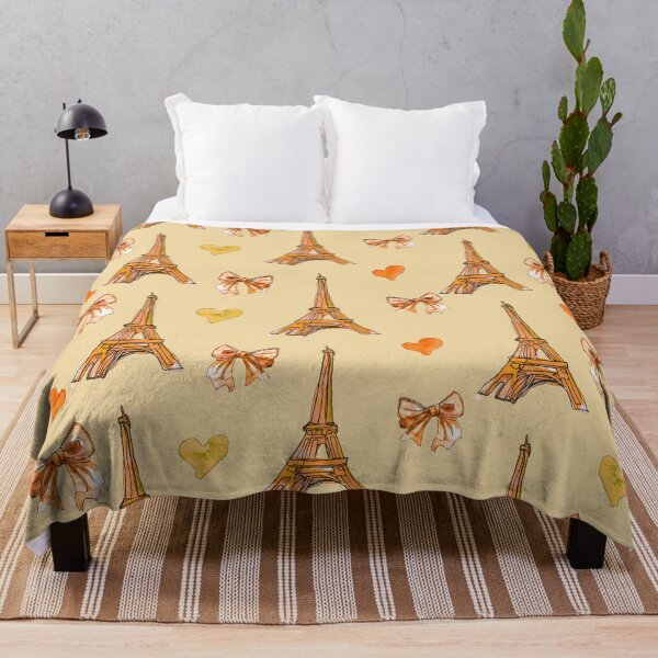 Item preview, Girly Eiffel Tower Pattern in Watercolours Orange Background Peach designed and sold by ArtInPi.