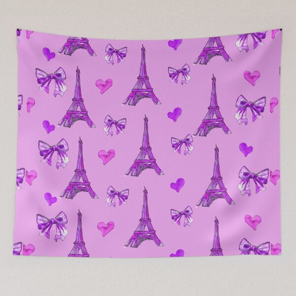 Item preview, Girly Eiffel Tower Pattern in Watercolours Purple Background designed and sold by ArtInPi.