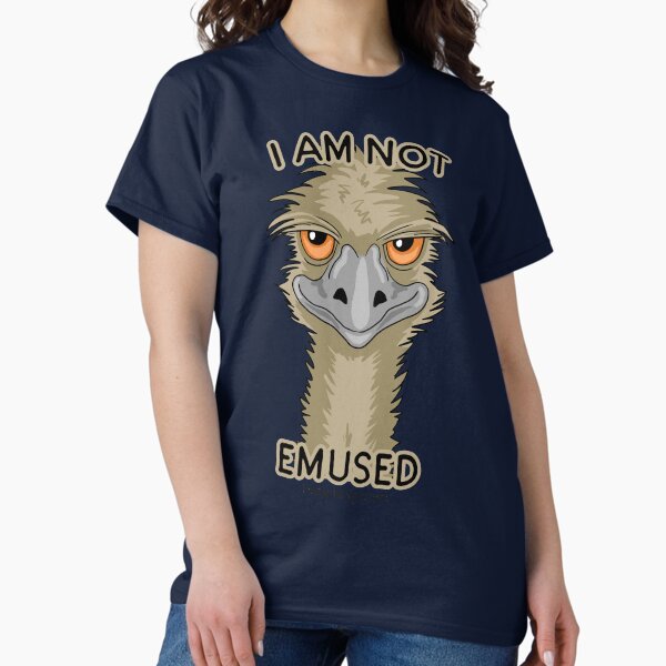 Vista previa del artículo con la obra «No estoy emocionado Divertido Emu Pun», diseñado y vendido por ironydesigns.