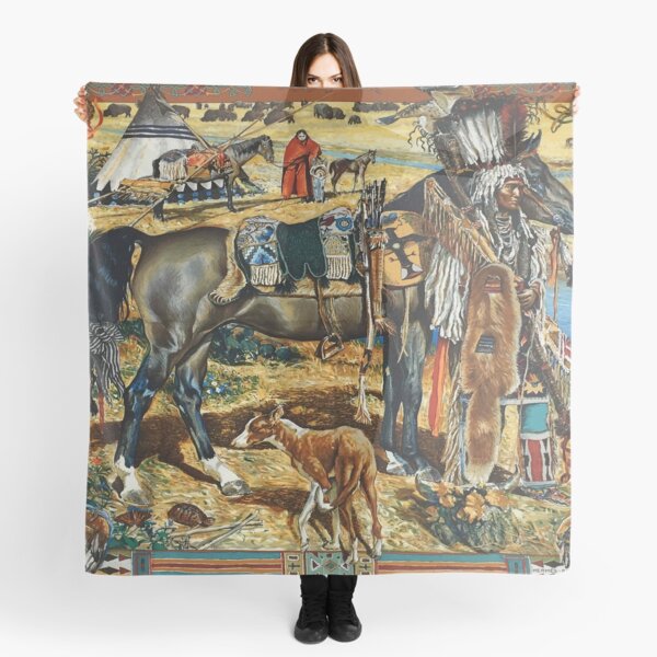 Herms Silk Scarf Les Cheyennes Kermit Oliver RARE Scarf