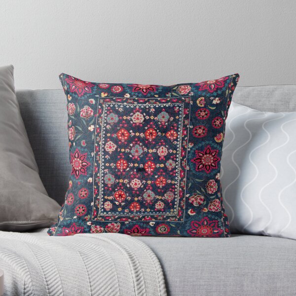 Lakai Suzani Shakhrisyabz Uzbek Embroidery Print Throw Pillow