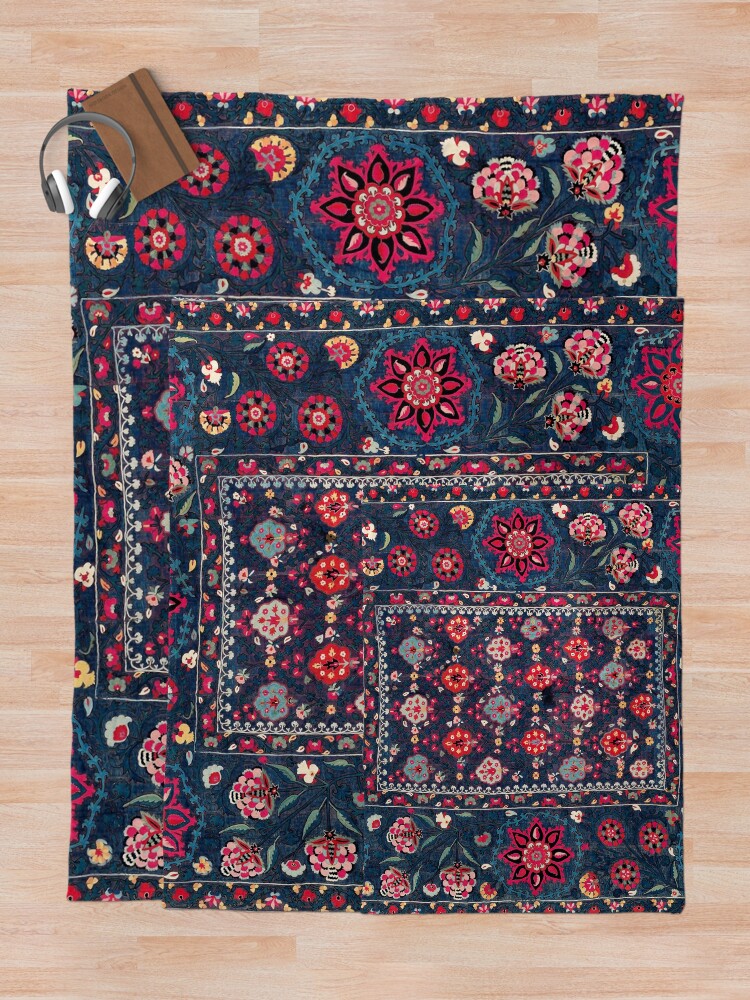 Alternate view of Lakai Suzani Shakhrisyabz Uzbek Embroidery Print Throw Blanket