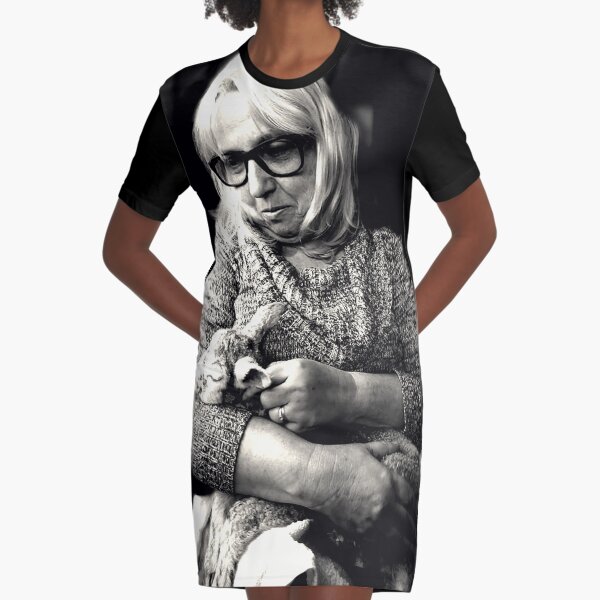 Woman with Lamb Graphic T-Shirt Dress
