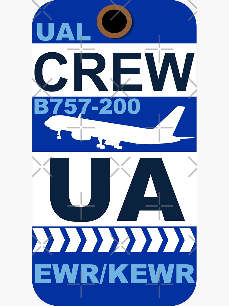 Thumbnail 3 of 3, Sticker, UA Boeing 757-200 Crew Newark EWR designed and sold by AvGeekCentral.