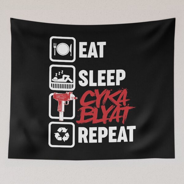 Item preview, Eat Sleep Cyka Blyat Repeat Ringer Tshirt designed and sold by alexngn.