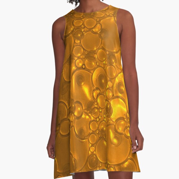 Gleaming Copper Bubbles Pattern A-Line Dress