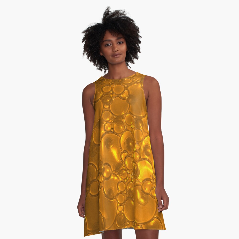 Gleaming Copper Bubbles Pattern A-Line Dress