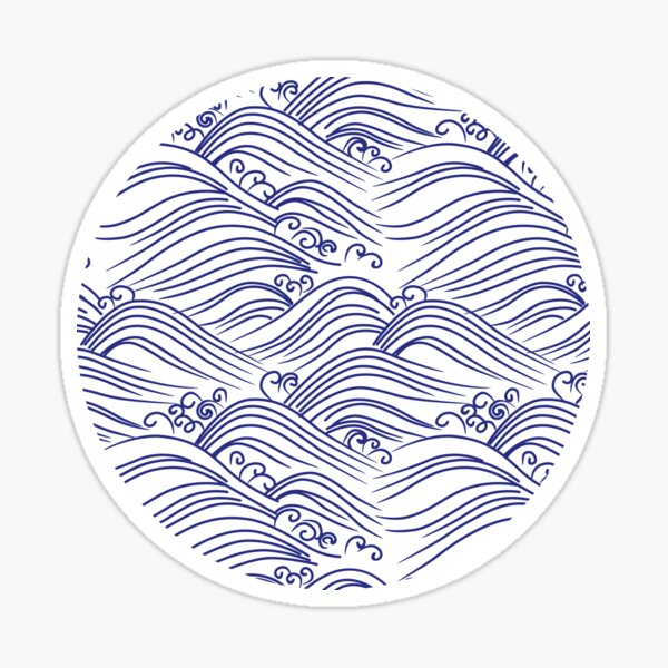 Handrawn Ink Nami - Japanese Wave Textile Pattern Sticker