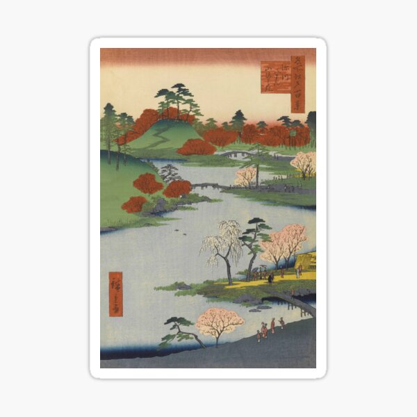 Summer Garden Ukiyo-e Japanese Art Sticker