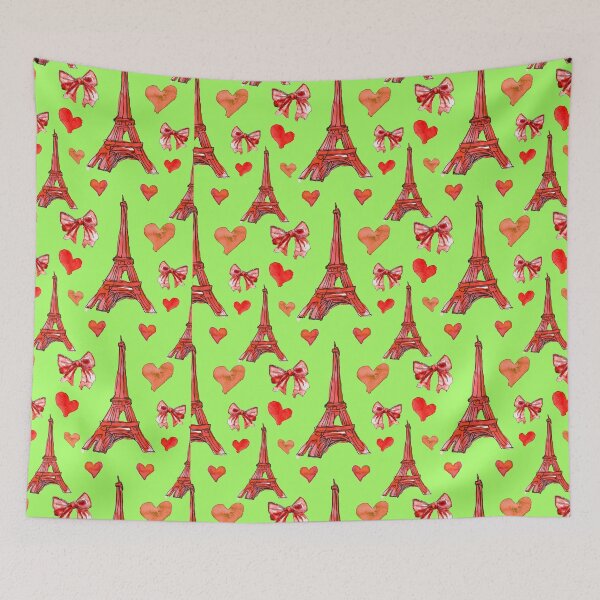 Item preview,  Girly Eiffel Tower Pattern in Watercolours Seamless Green designed and sold by ArtInPi.
