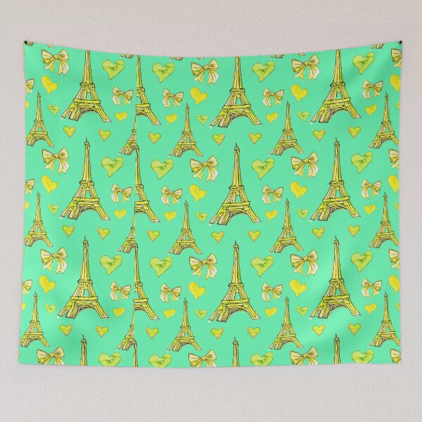 Item preview, Girly Eiffel Tower Pattern in Watercolours Seamless Mint designed and sold by ArtInPi.