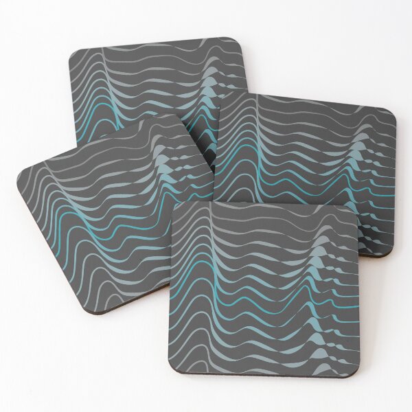 Item preview, dynamic teal waves on anthracite shapelines designed and sold by Marlene Wagenhofer.