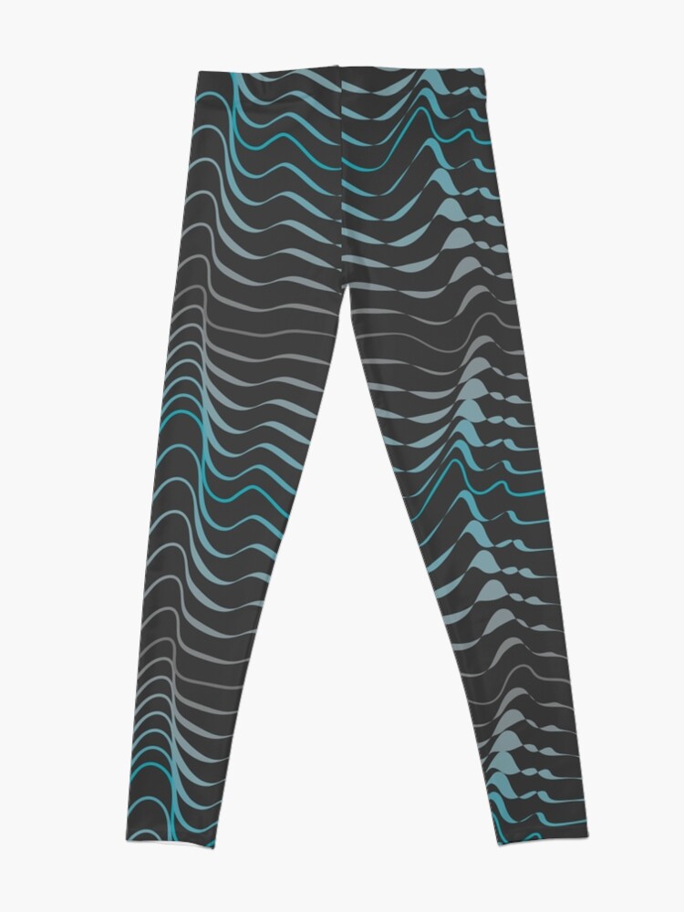Alternate view of dynamic teal waves on anthracite shapelines Leggings