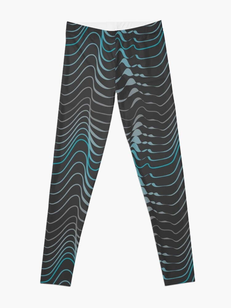Alternate view of dynamic teal waves on anthracite shapelines Leggings