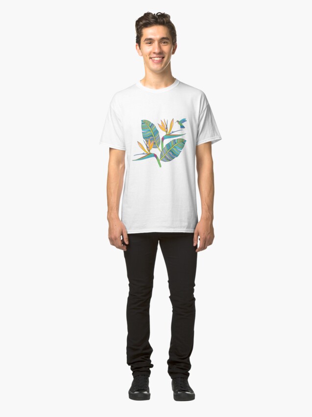 Alternate view of Bohemian Birds of Paradise on pink Classic T-Shirt